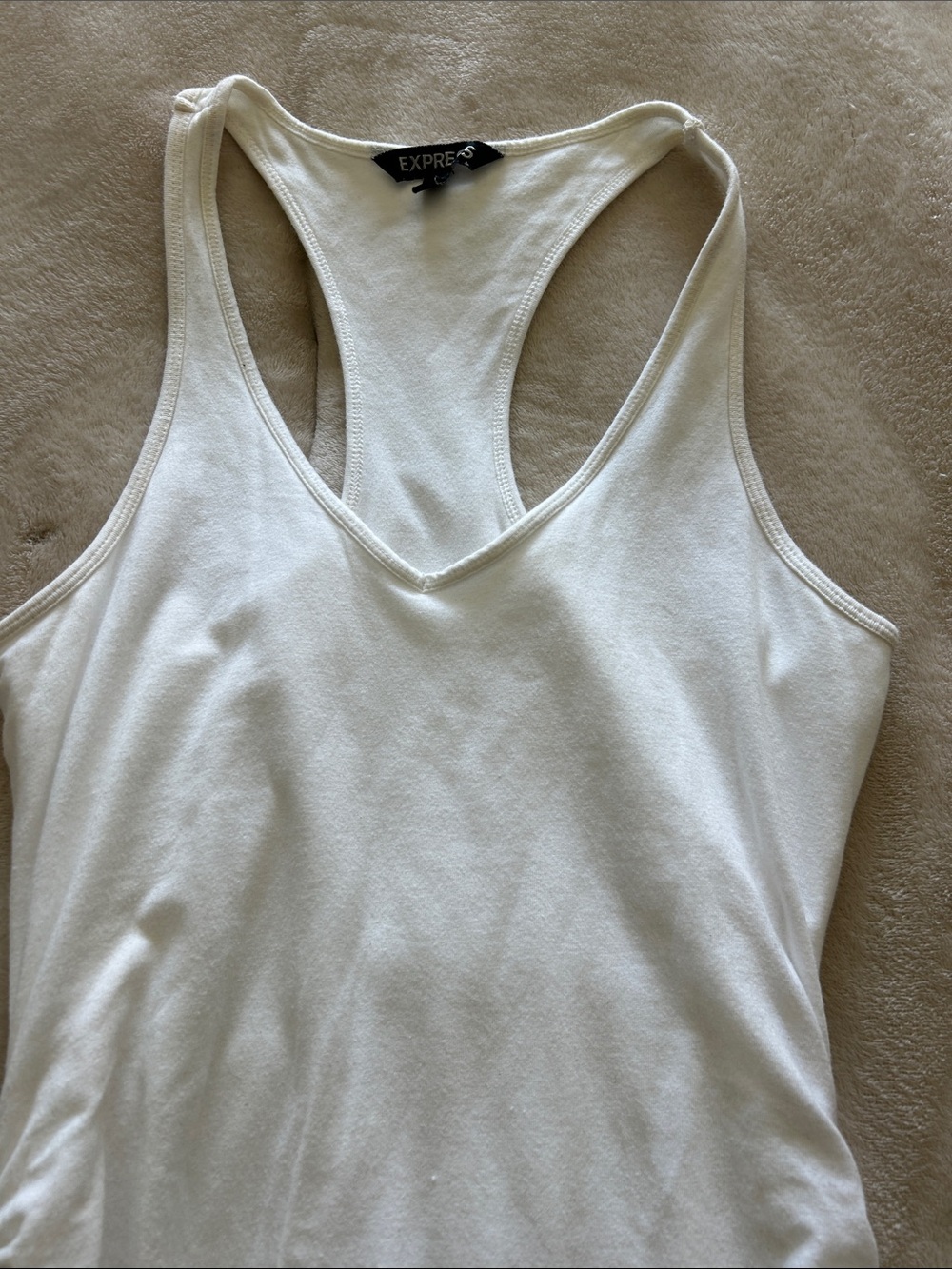 Express White Ruched Racerback Midi Dress - Picture 2 of 2